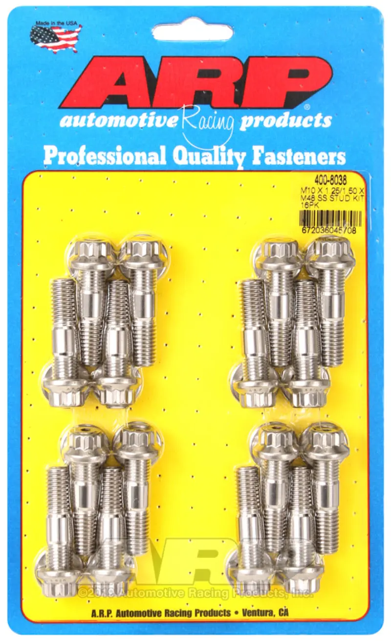 Arp M10 X 1.25/1.50 X 48 Stainless Steel 12Pt Broached Stud Kit (16/Pkg) 1