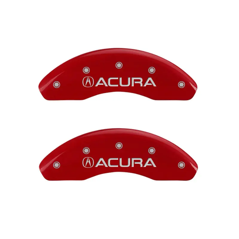 Mgp Engraved Caliper Covers – Front Acura & Rear Nsx Design, Red Finish With Silver Chrome Accents 1