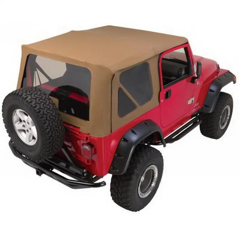 Rampage Full Soft Top Kit For 1997–2006 Jeep Wrangler Tj – Spice Denim Fabric 1
