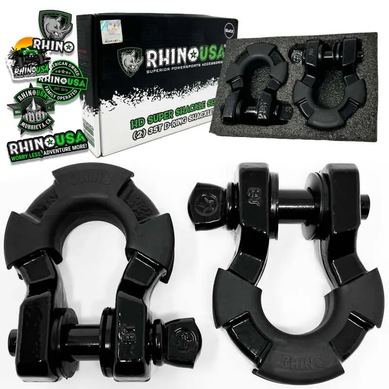 Rhino Usa 8T Super Shackle 2-Pack (Black) 1