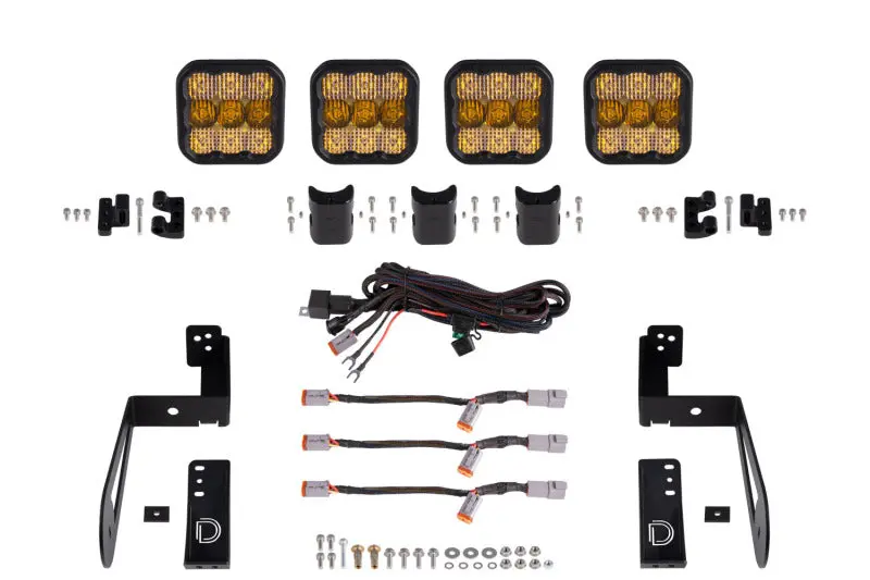 Diode Dynamics Jeep Jk Ss5 4-Pod Crosslink Grille Lightbar Kit Pro - Yellow Combo 1
