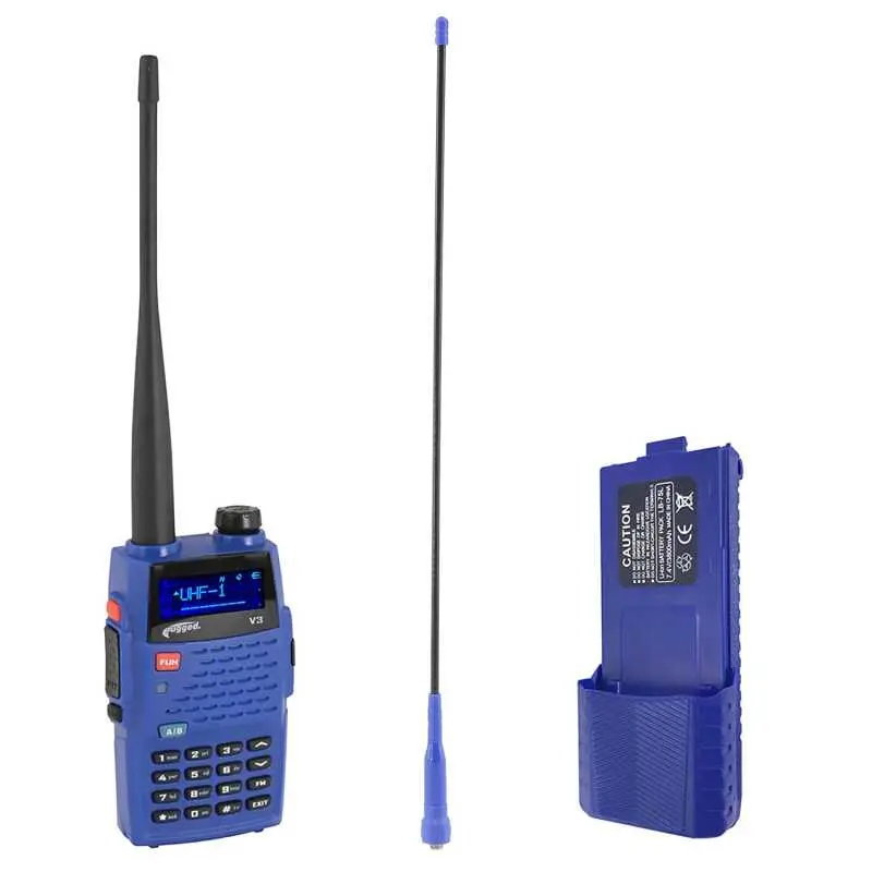 Rugged Radios Bundle - Rugged V3 - Handheld Radio With Long Range Antenna And High Capacity Battery 1