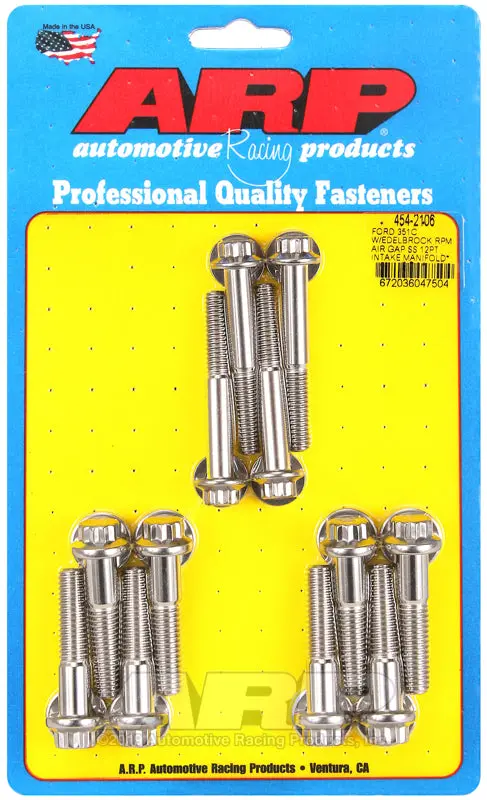 Arp Ford 351C W/Edelbrock Rpm Air Gap 12Pt Intake Manifold Bolt Kit 1