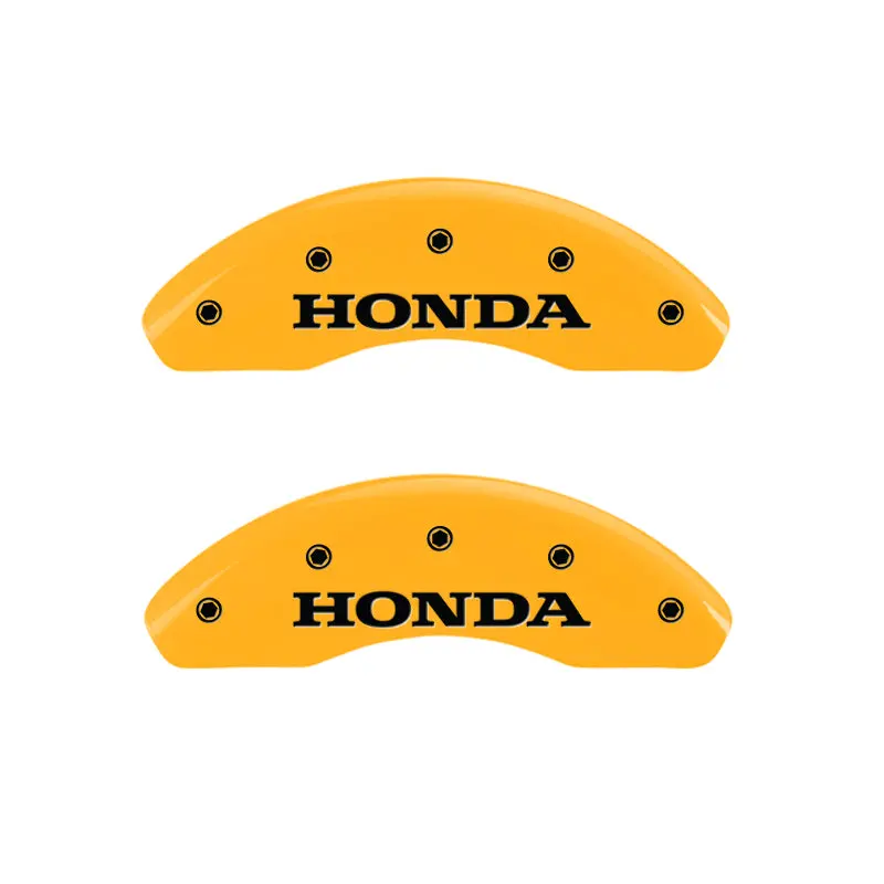 Mgp Honda-Specific Caliper Covers – Front (H-Logo), Rear (H-Logo), Yellow Finish On Black, Fits 1998 Prelude 1