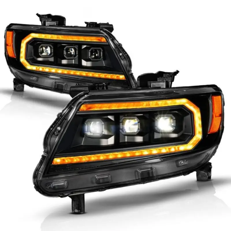 Anzo 15-22 Chevy Colorado Full Led Headlights W/ Initiation (Amber Drl) - Black 1