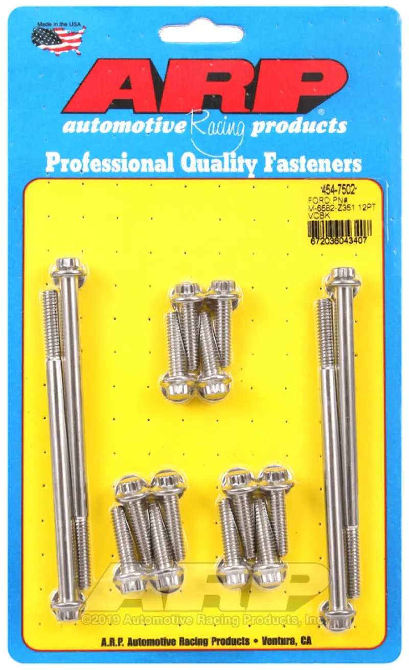 Arp Sb Ford Pn M-6582-Z351 12Pt Valve Cover Bolt Kit 1