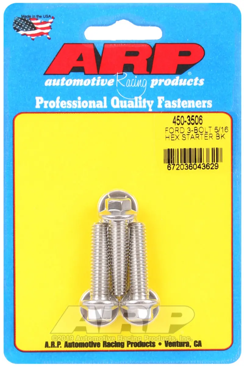 Arp Ford Ss 3-Bolt 5/16In Hex Starter Bolt Kit 1