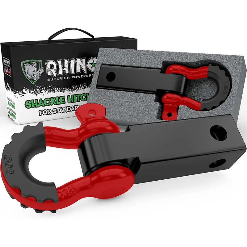 Rhino Usa Shackle Hitch Receiver W/ D-Ring (Red) 1