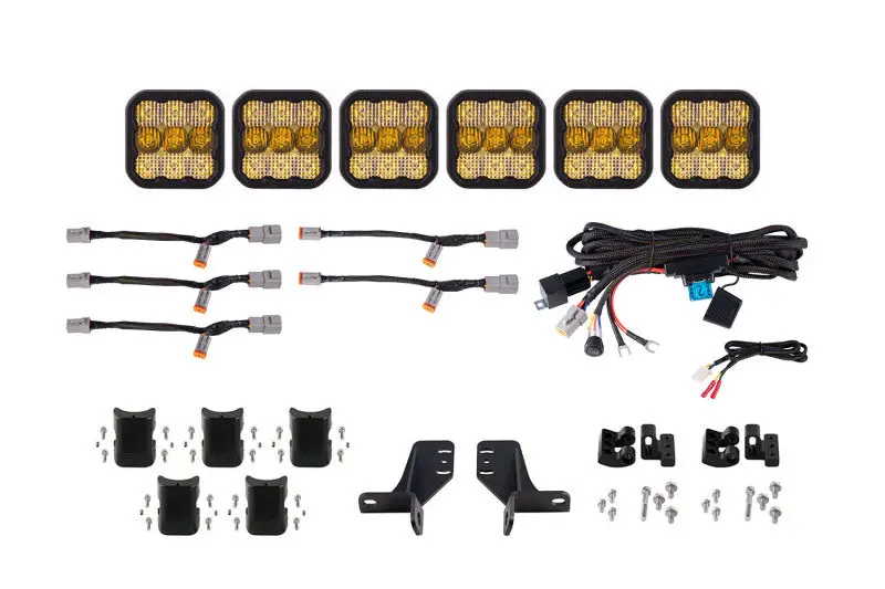 Diode Dynamics Bronco Ss5 6-Pod Crosslink Grille Lightbar Kit Pro - Yellow Combo 1