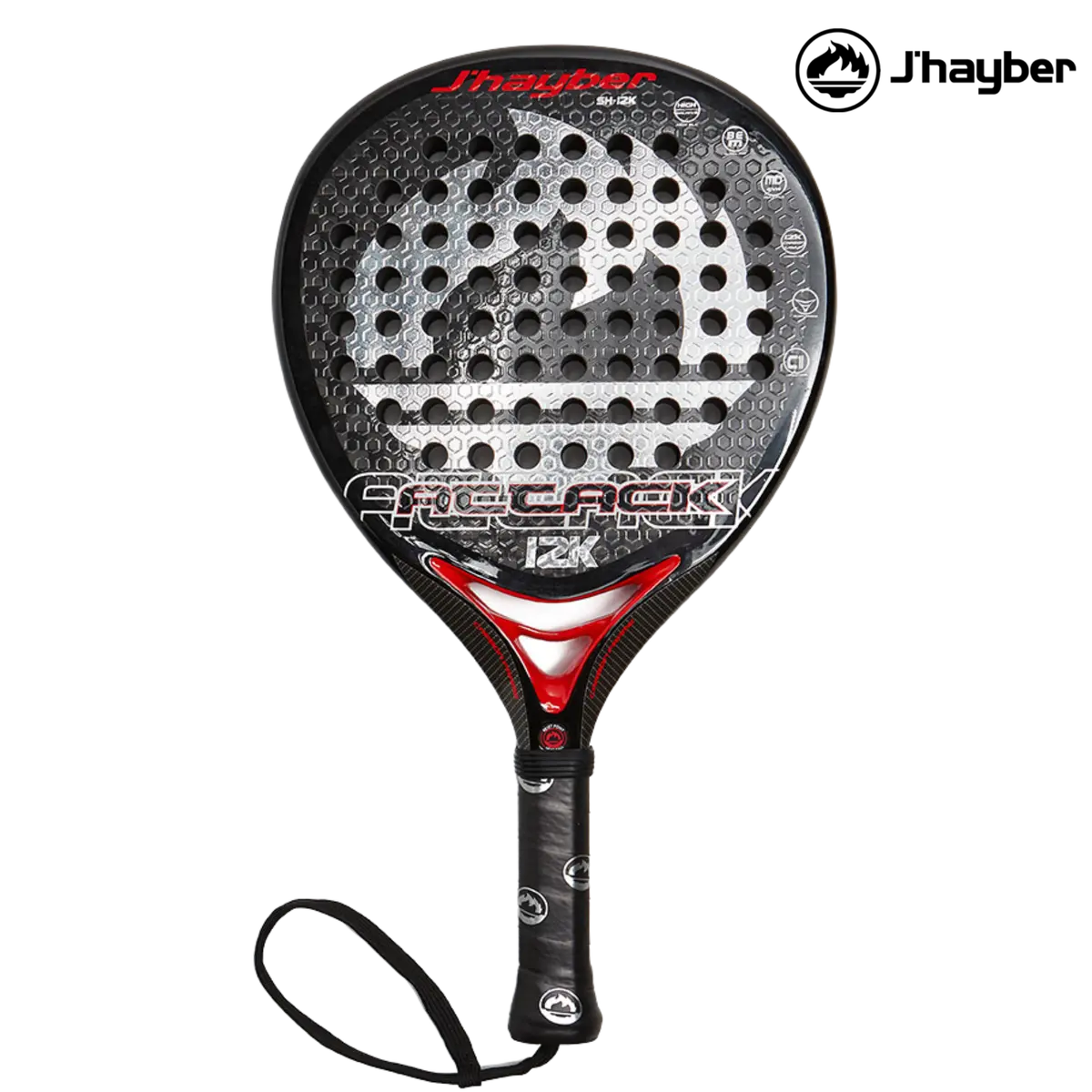 J'hayber Attack 12K Black/Red | Padel Racket 1