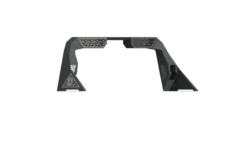 Road Armor Id Headache Rack For 1999–2020 Ford F-250 – Raw Finish With Bedrail Pods, Dual 10-Inch Lighting, And Brake Lamp Relief 1