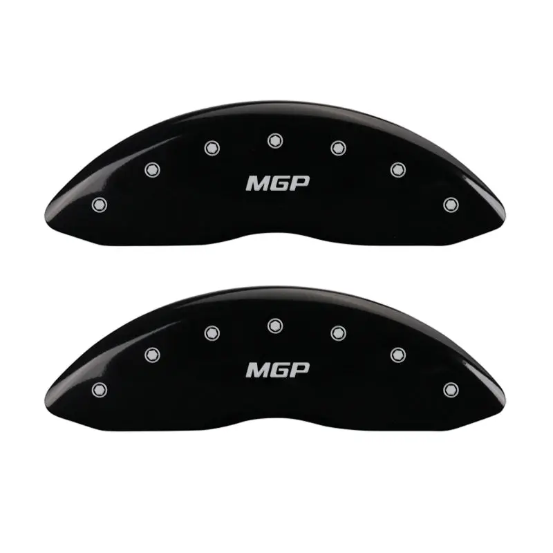 Mgp Engraved 4-Piston Caliper Covers – Front & Rear, Matte Black Finish With Silver Accents 1