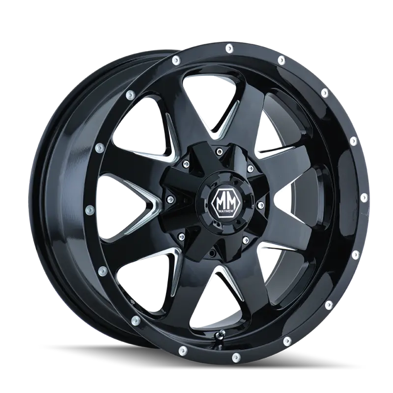 Mayhem 8040 Black Alloy Wheel – 17×9", 5×114.3 Pcd, -12Mm Offset, 87Mm Hub Bore, Milled Spoke Design 1