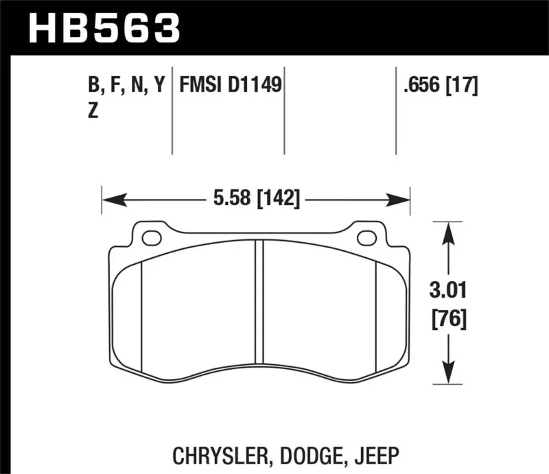 Hawk Hps 5.0 Front Brake Pads For 2005–2014 Chrysler 300C & Srt8 (6.1L) 1