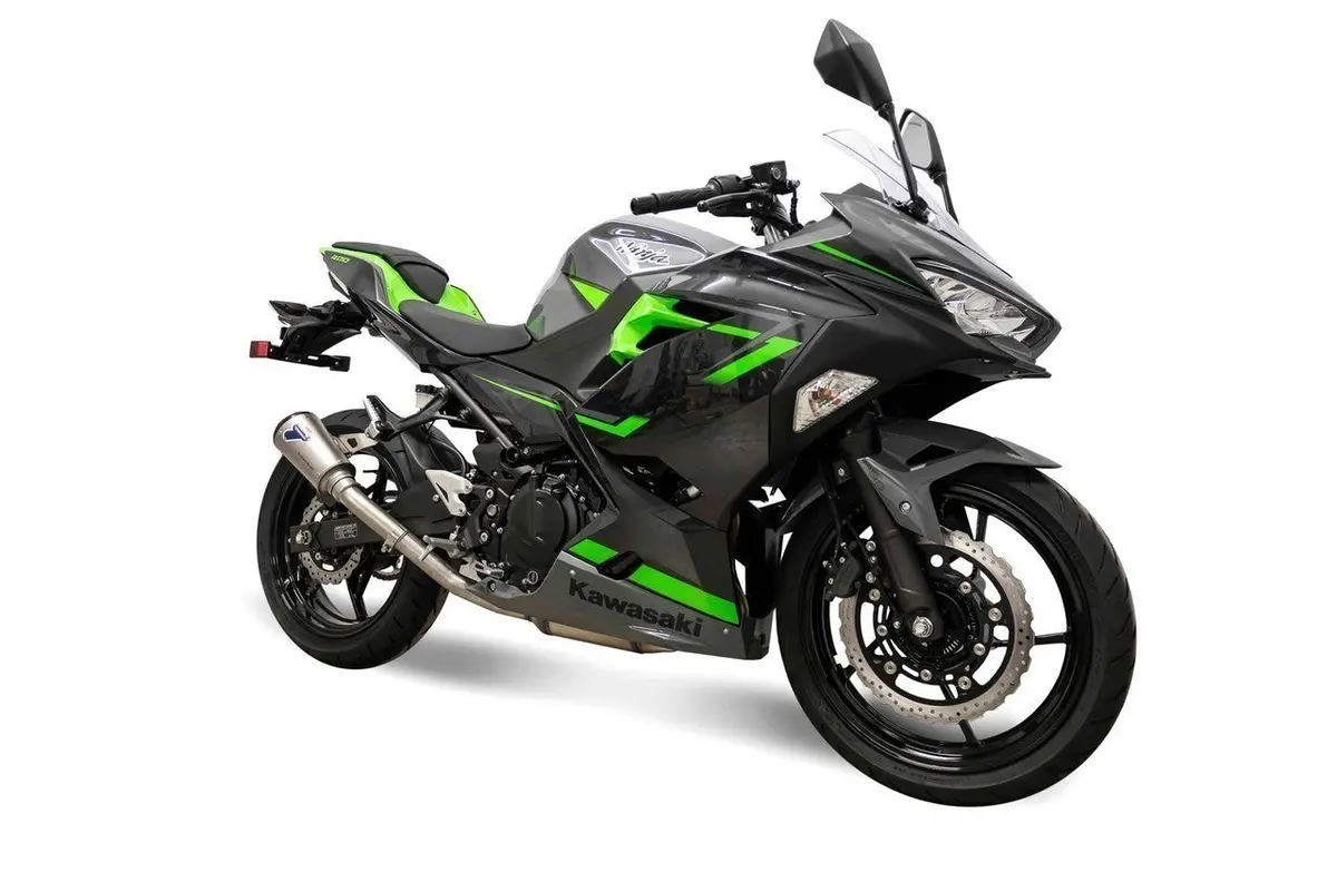 Termignoni So-02 Slip-On Exhaust – Titanium Main Body With Black Aluminum End Cap For 2018+ Kawasaki Ninja 400 / Z400 2