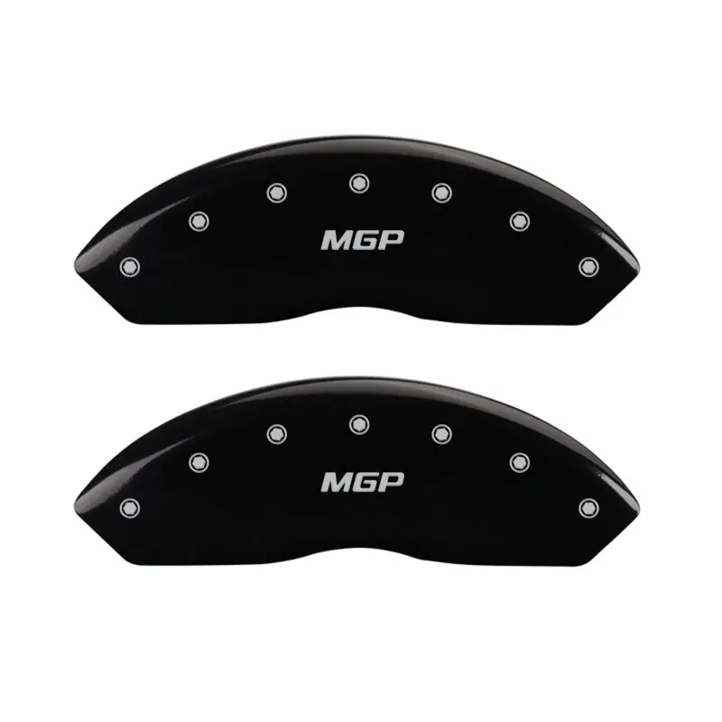 Mgp Engraved 4-Piston Caliper Covers — Front & Rear — Matte Black With Silver Accent 1
