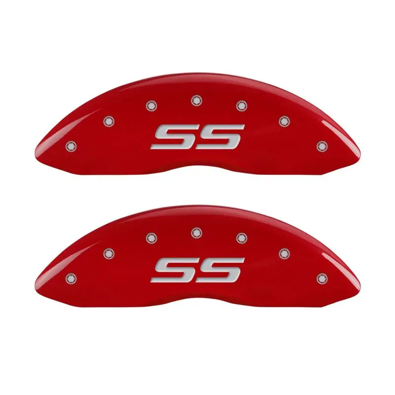 Mgp Engraved 4-Piston Caliper Covers – Front And Rear, Monte Carlo Style, Stainless Steel With Red Finish 1