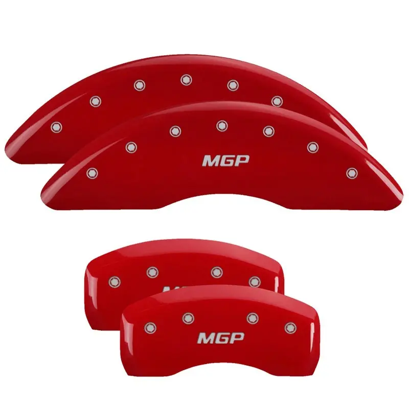 Mgp Engraved 4-Piston Caliper Covers – Front & Rear, Mgp Red Finish With Silver Accent 1