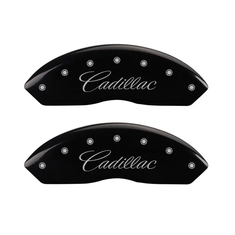 Mgp Cursive-Style Engraved Caliper Covers – Cadillac-Specific Design, Black Finish With Silver Trim For 2017 Xt5 1