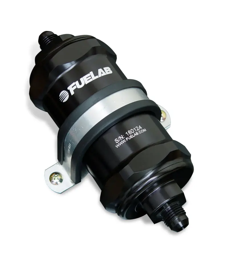 Fuelab 818 In-Line Fuel Filter Standard -10An In/-6An Out 6 Micron Fiberglass - Black 1