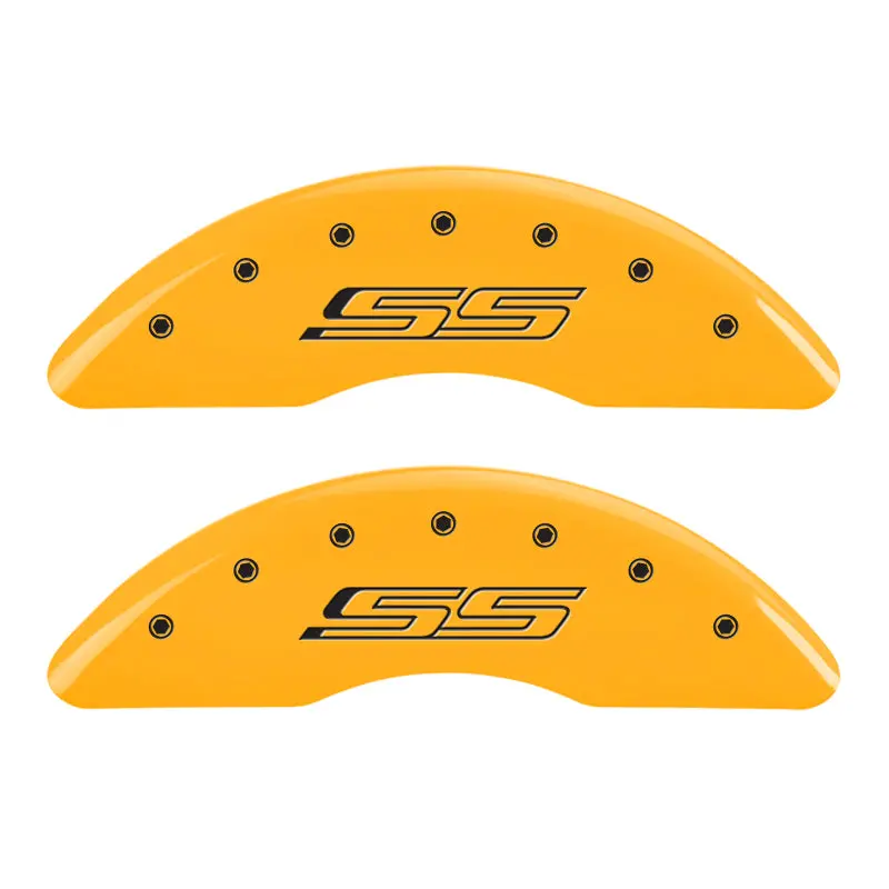 Mgp Engraved 4-Piston Caliper Covers – Front & Rear, Gen 5/Ss Yellow Finish With Black Accent 1