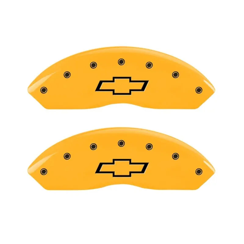 Mgp Engraved 2-Piece Caliper Cover Set – Front Bowtie Design, Yellow Finish On Black Background (1997 Chevrolet C3500) 1