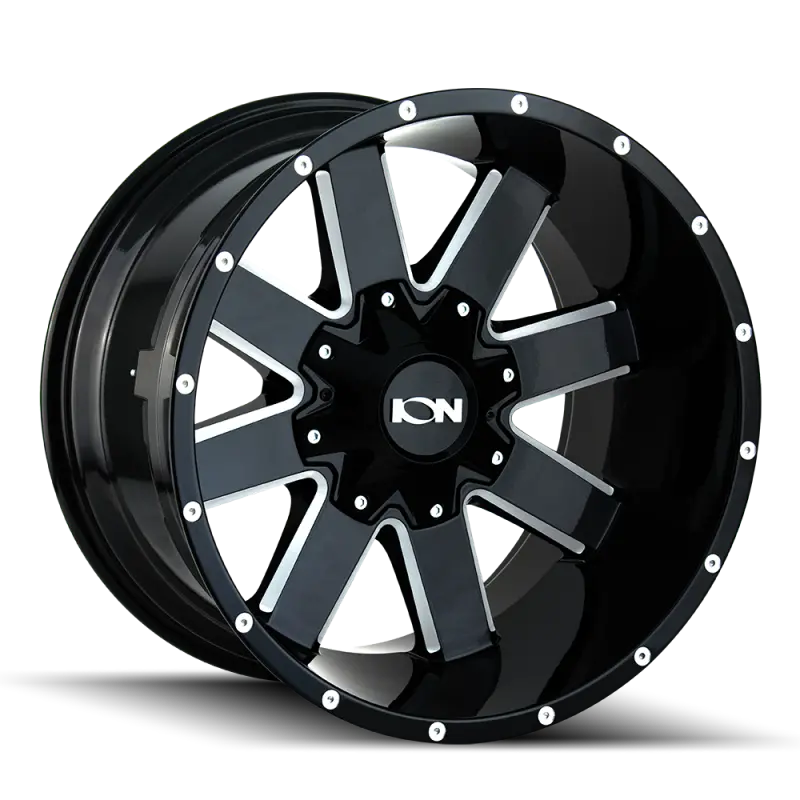 Ion Type 141 Gloss Black Milled Alloy Wheel – 17X9 Inches, 8X165.1 Bolt Pattern, -12Mm Offset, 130.8Mm Hub Bore 1