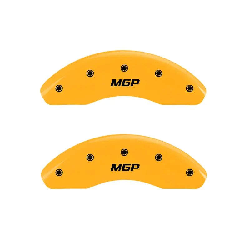 Mgp Engraved 4-Piston Caliper Covers – Front And Rear, Yellow Finish With Black Accent 1