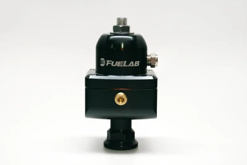 Fuelab Adjustable Fuel Pressure Regulator – 4–12 Psi Range, -8An Inlet, Dual -8An Outlets, Black Finish 1