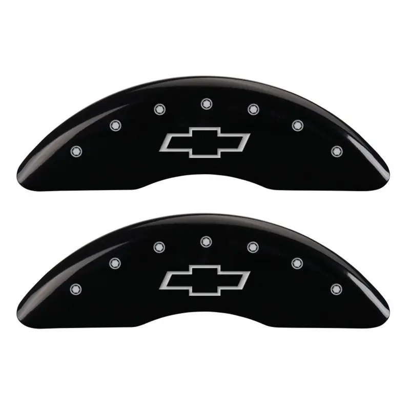 Mgp 4 Caliper Covers Engraved Front & Rear Bowtie Black Finish Silver Ch 1